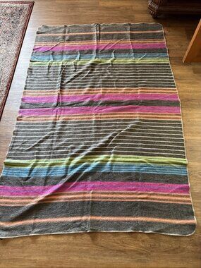 Alpaca Small Blanket Or Throw Gray & Pink Size 68 X 46 Soft